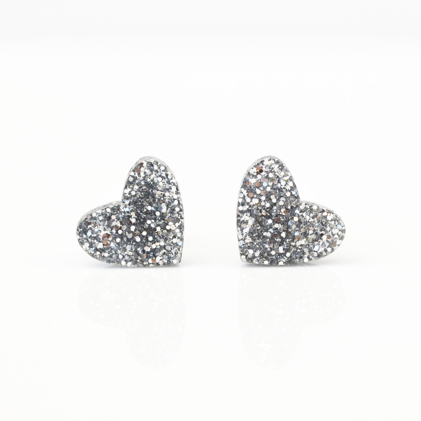 Laser Cut Glitter Acrylic Heart Stud Earrings