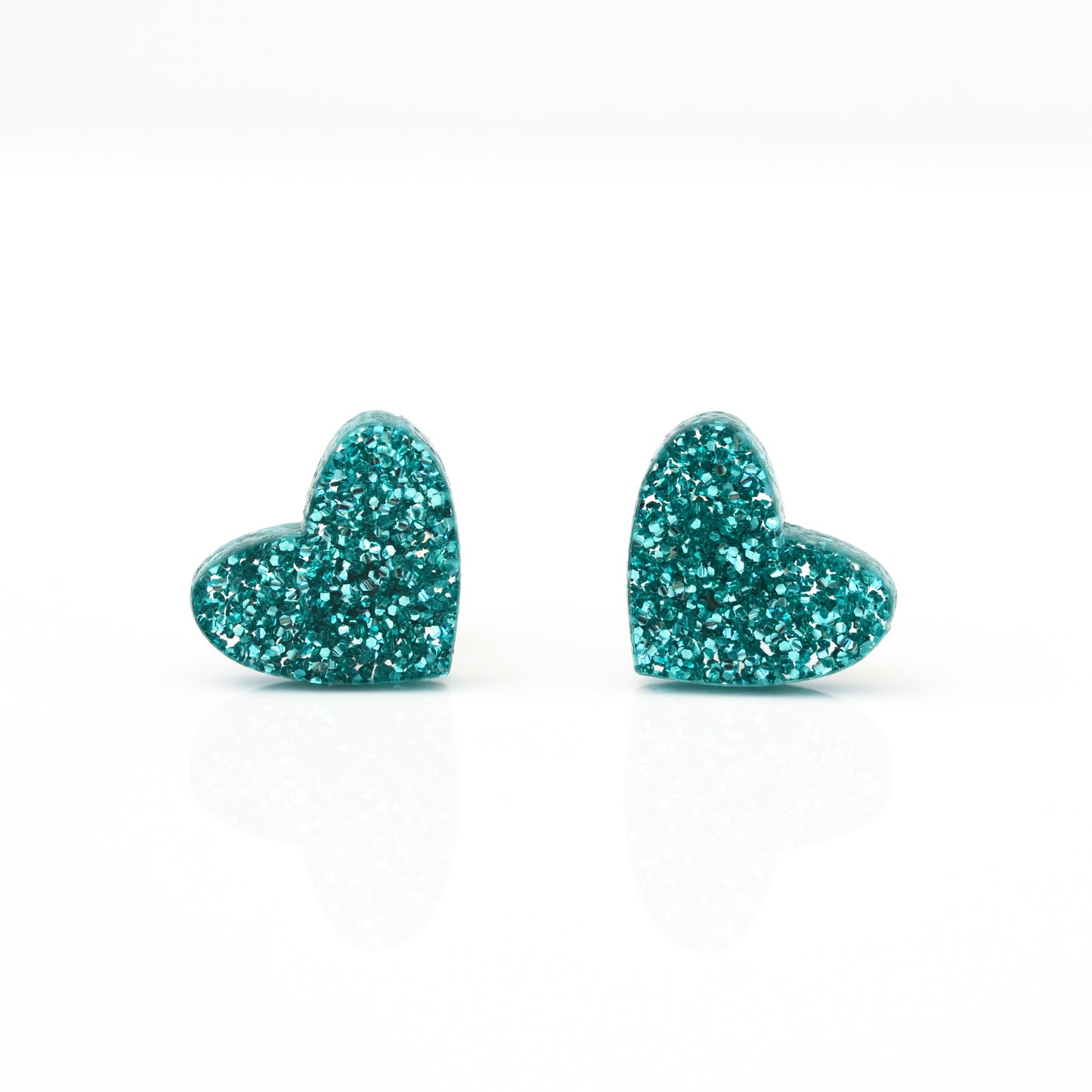 Laser Cut Glitter Acrylic Heart Stud Earrings