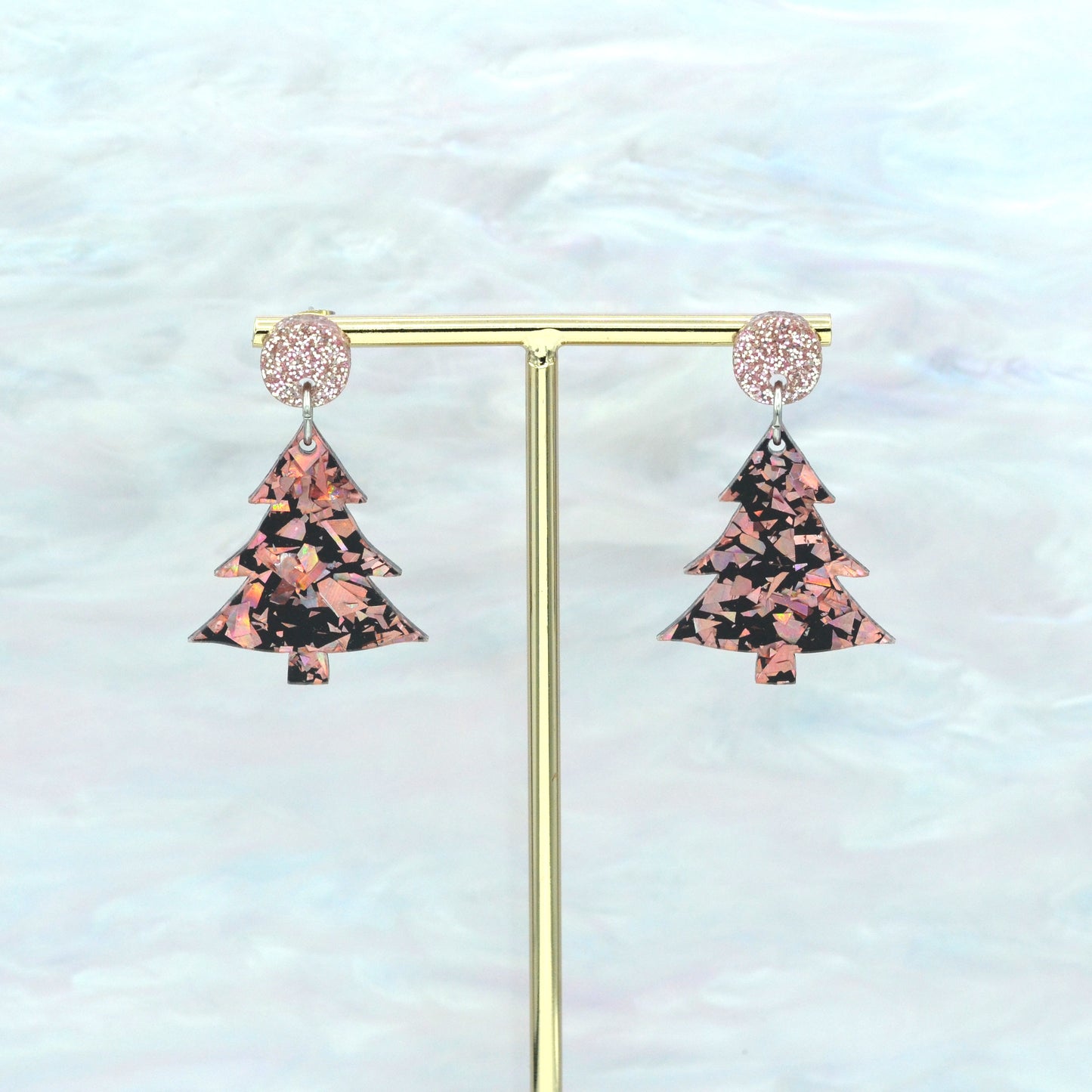 Festive Disco Confetti Acrylic Christmas Tree Dangle Earrings