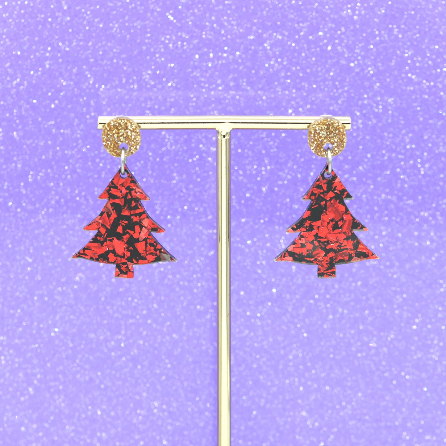 Festive Disco Confetti Acrylic Christmas Tree Dangle Earrings