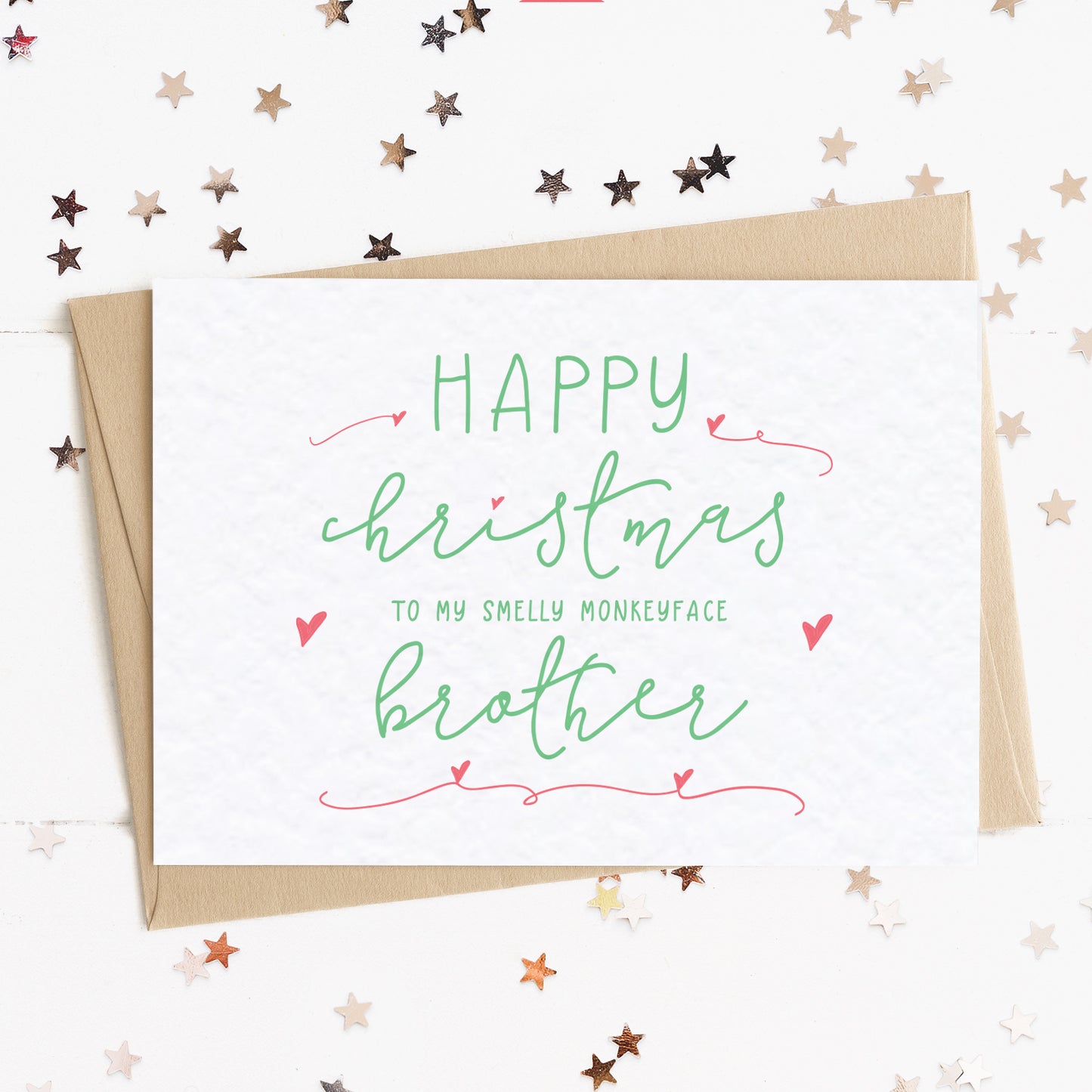 "Merry Christmas To My Smelly Monkeyface Brother" Funny Festive Card