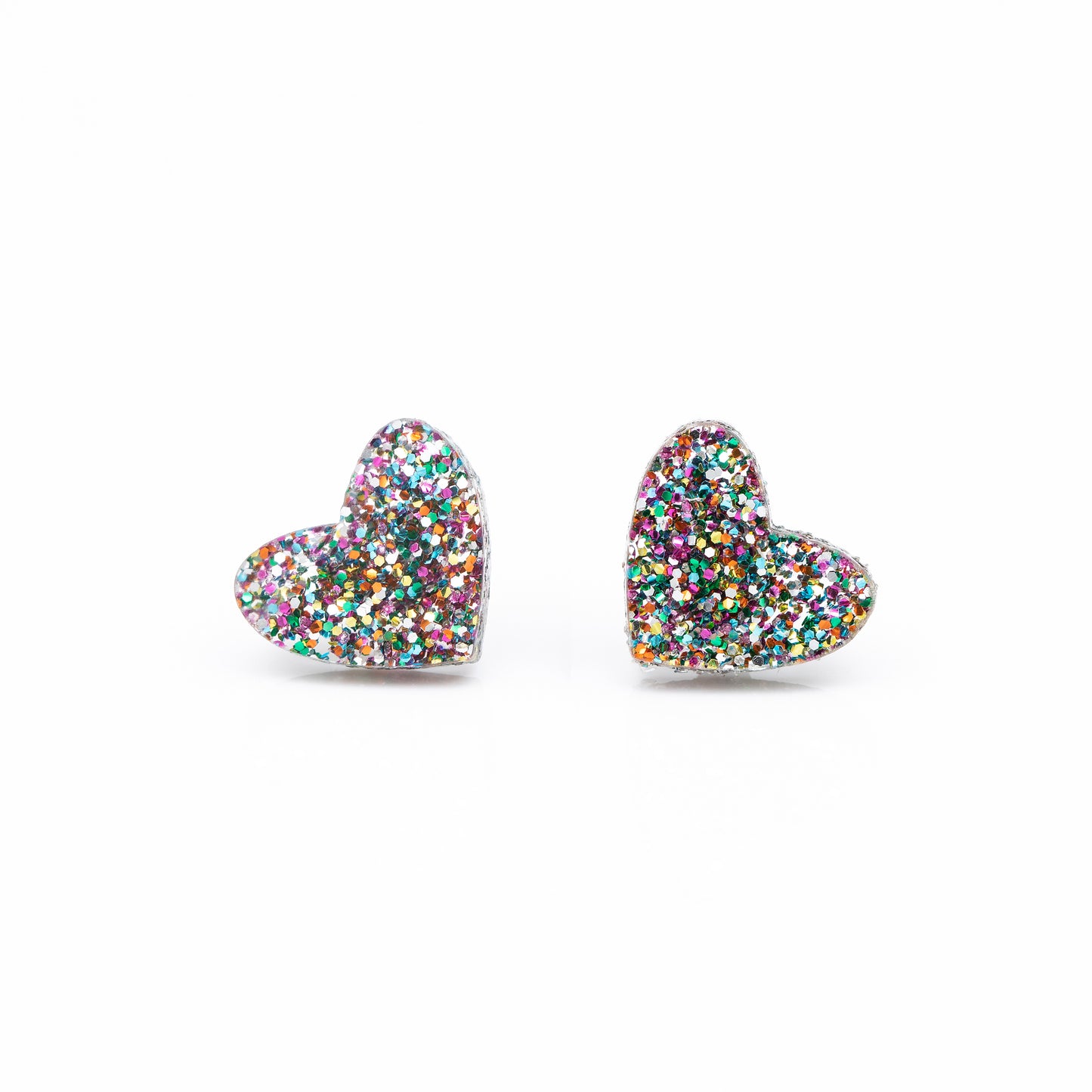NEW Mini Laser Cut Glitter Acrylic Heart Stud Earrings