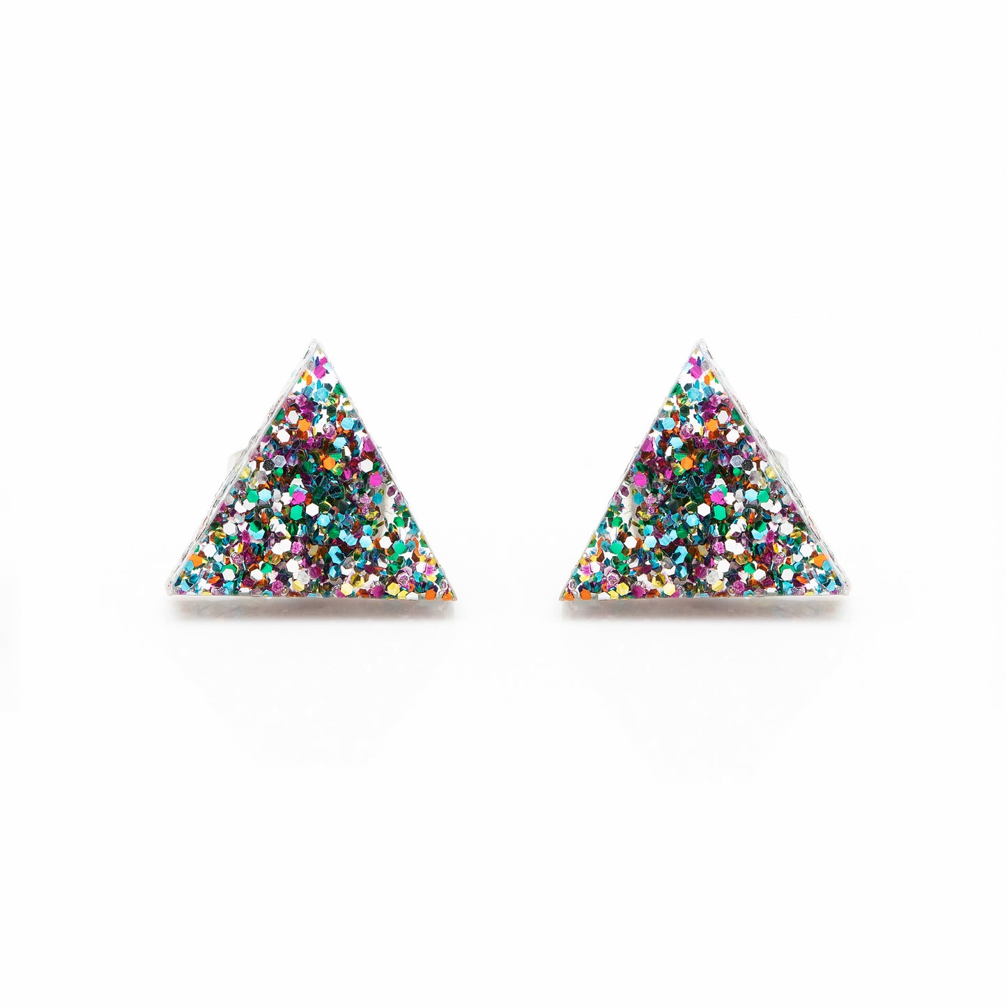 Laser Cut Glitter Acrylic Geo Triangle Earring Studs