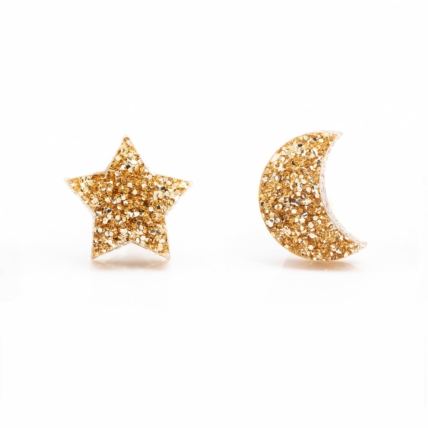 Cosmic Glitter Celestial Star & Moon Earring Studs