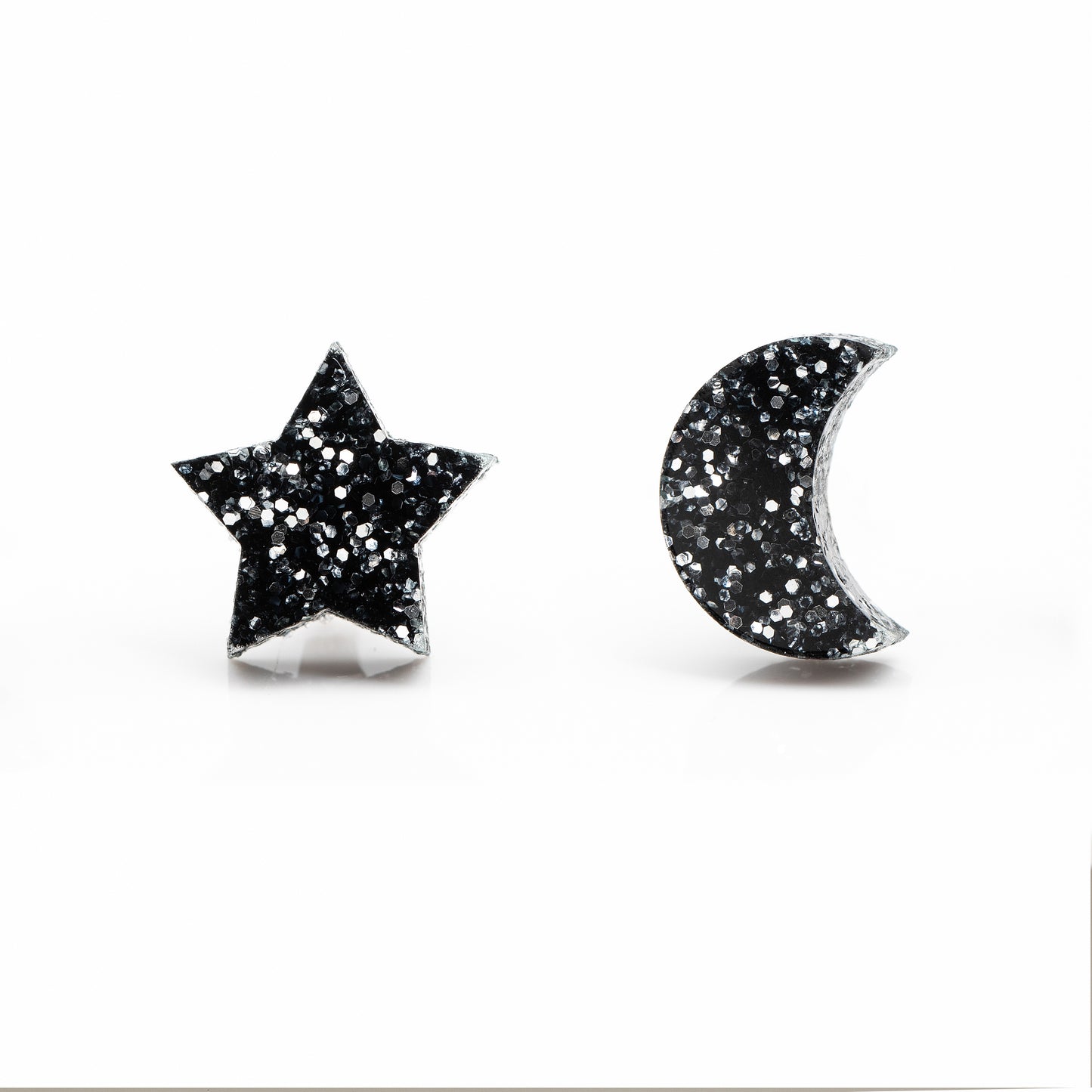 Cosmic Glitter Celestial Star & Moon Earring Studs