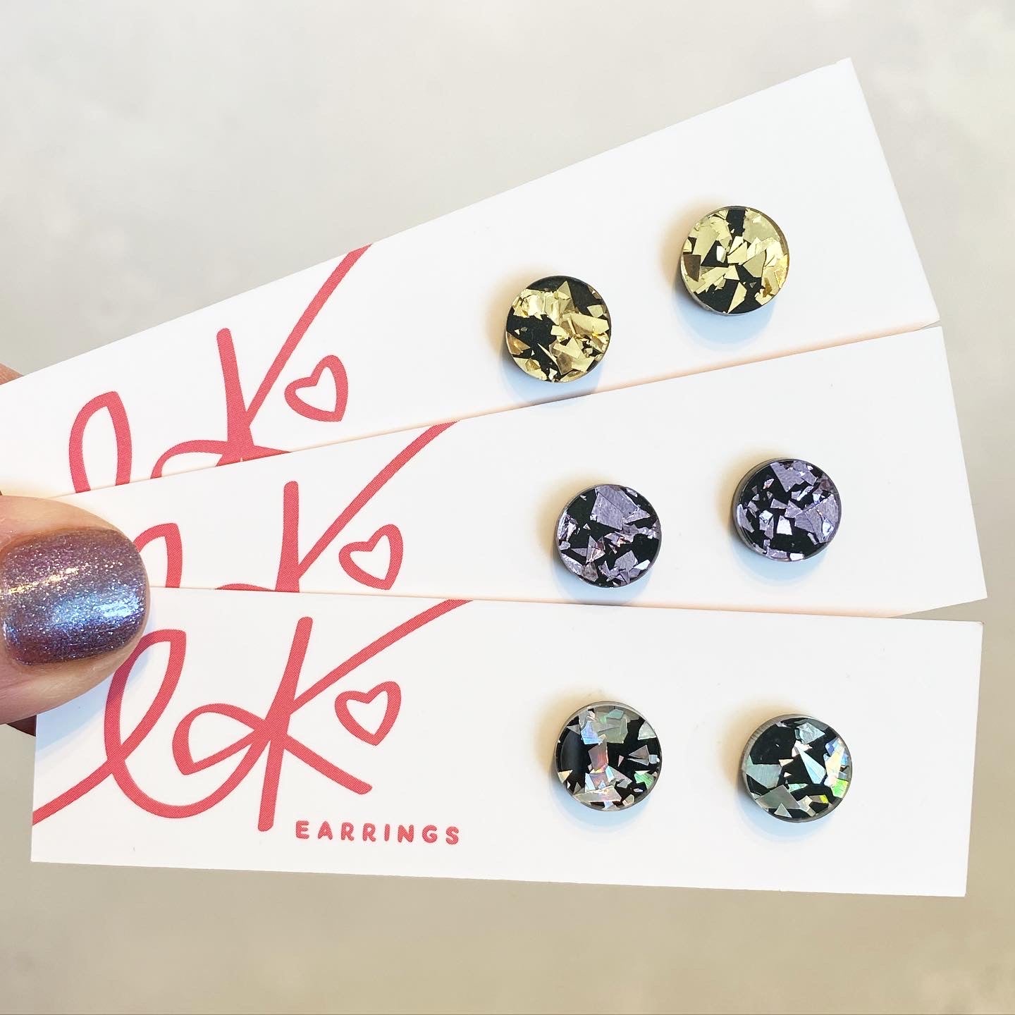 Disco Confetti Round Earring Studs