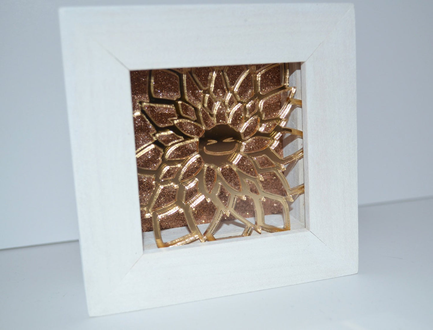Gold Glitter Acrylic Happy Flower Framed Artwork (Ginny Gerbera)