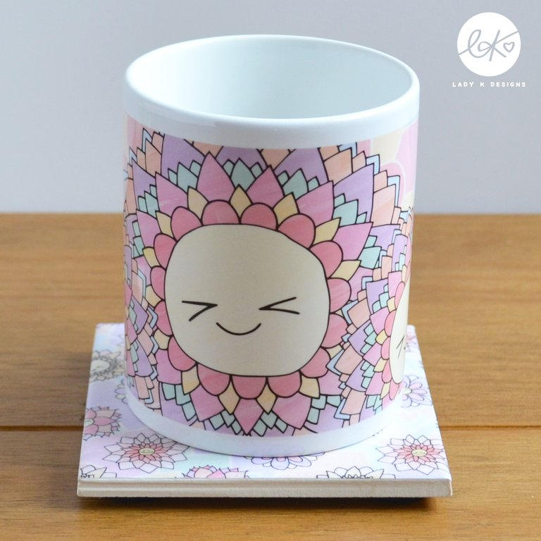 Cute Happy Flowers Pattern Ceramic Mug / Cup (Rainbow)