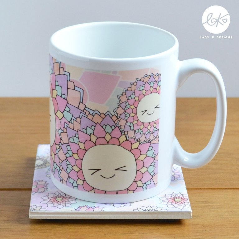 Cute Happy Flowers Pattern Ceramic Mug / Cup (Rainbow)