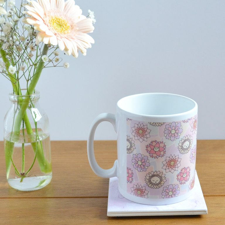 Cute Happy Flowers Pattern Ceramic Mug / Cup (Sunny/Daisy/Dorothy/Ginny)