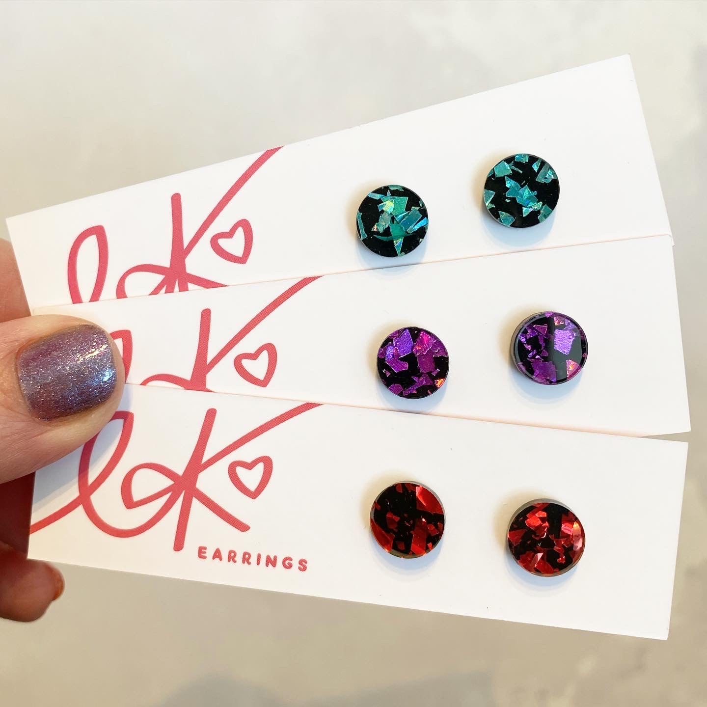 Disco Confetti Round Earring Studs