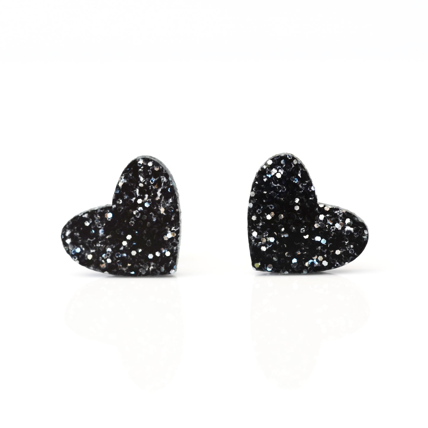 Laser Cut Glitter Acrylic Heart Stud Earrings