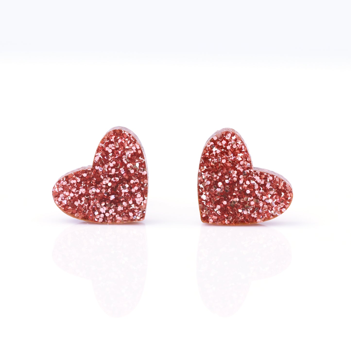 Laser Cut Glitter Acrylic Heart Stud Earrings