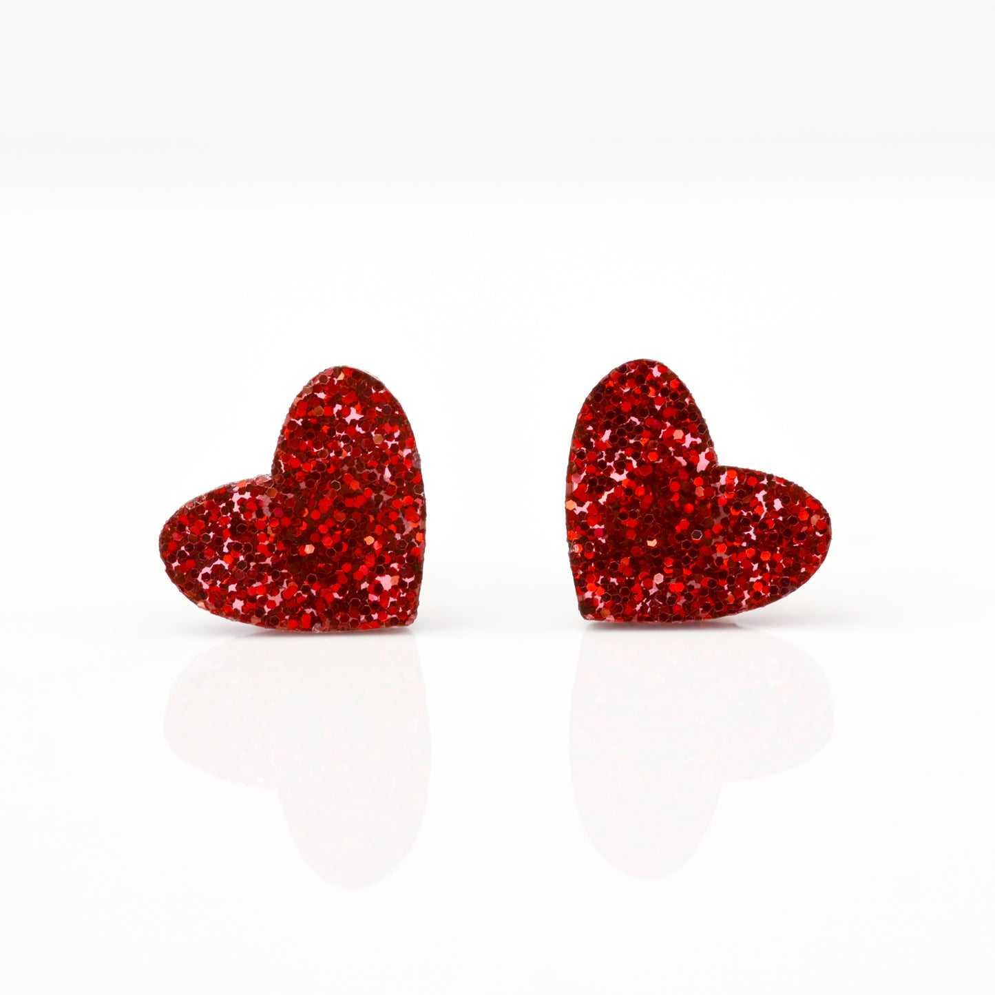 Laser Cut Glitter Acrylic Heart Stud Earrings