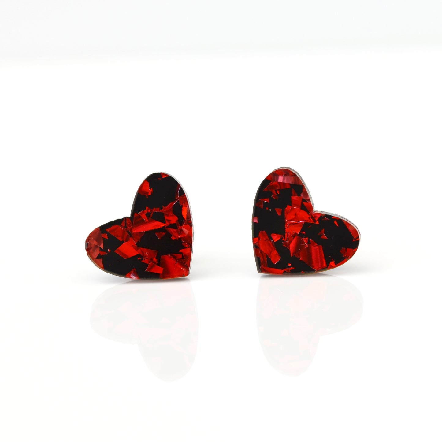 Disco Confetti Acrylic Heart Stud Earrings