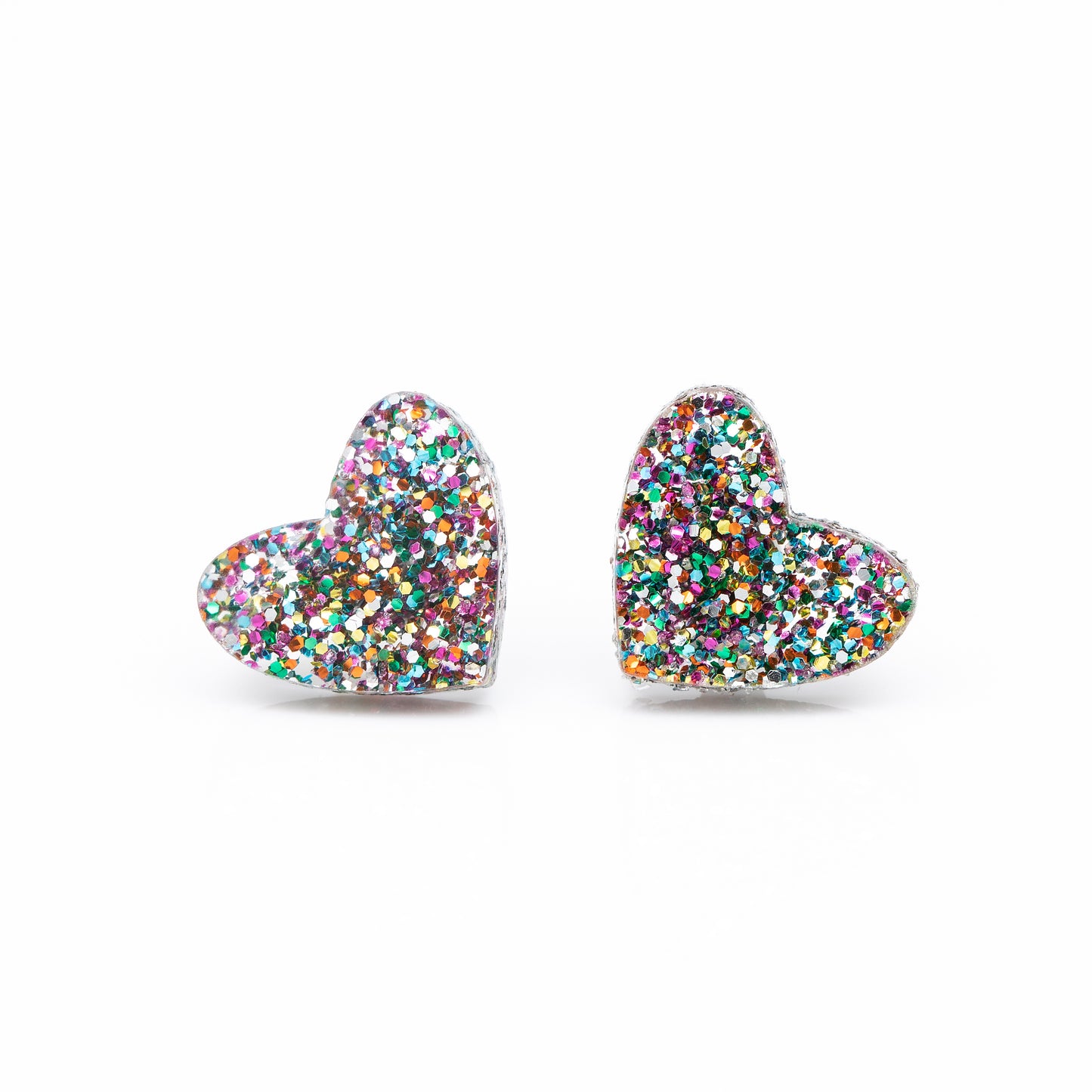 Laser Cut Glitter Acrylic Heart Stud Earrings