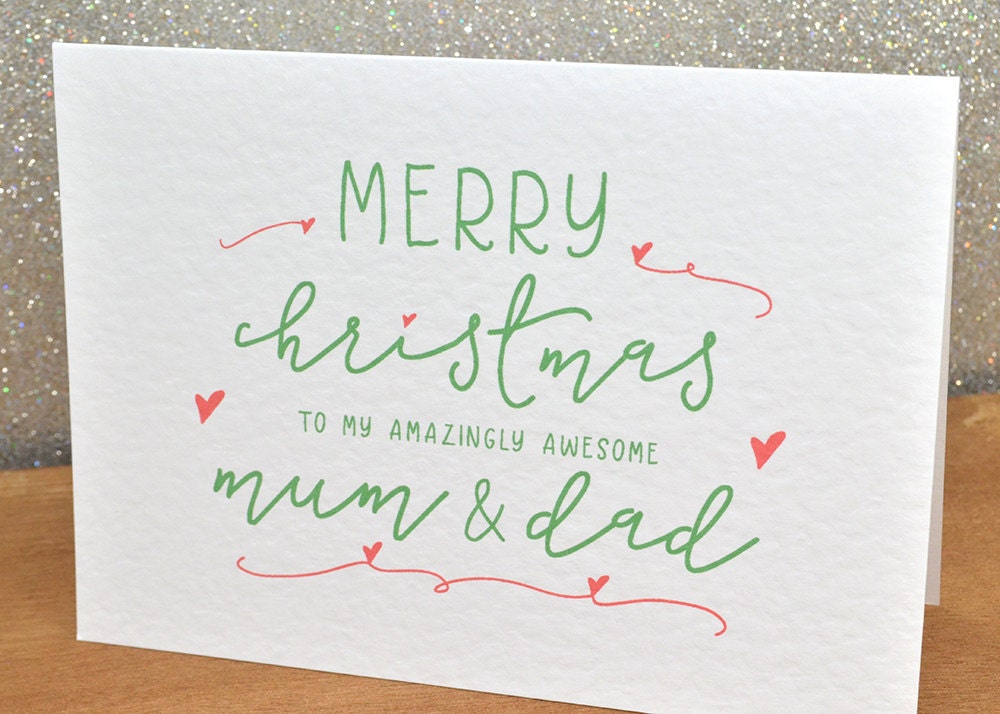 "Merry Christmas To My Amazingly Awesome Mum & Dad" Fun Festive Parents Card