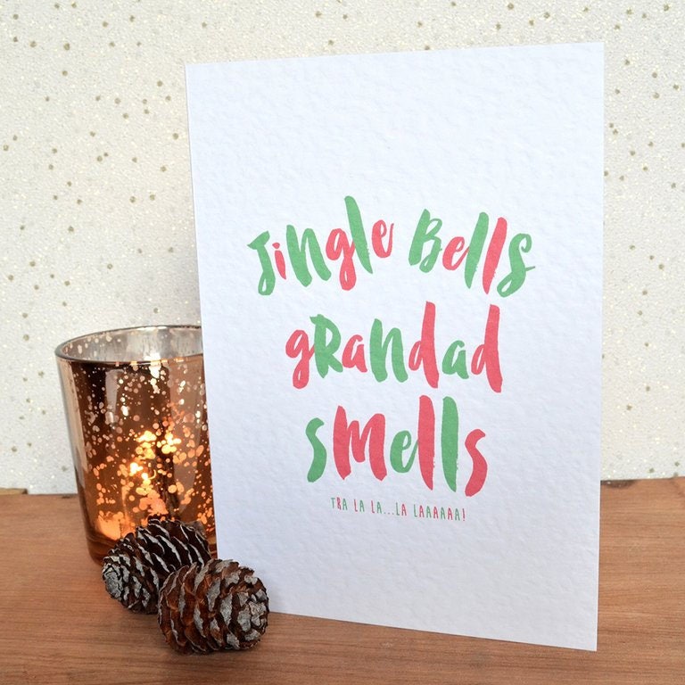 "Jingle Bells Grandad / Grandpa Smells" Funny Christmas Card