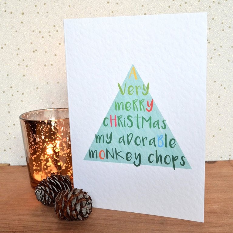 "A Very Merry Christmas My Adorable Monkey Chops" Cute Festive Card