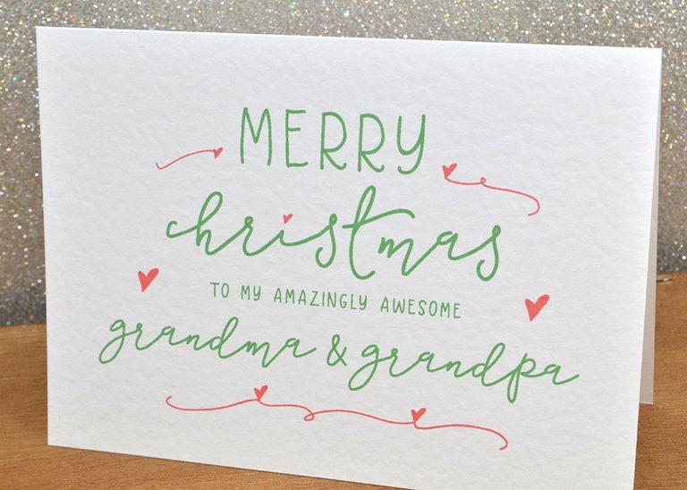"Merry Christmas To My Amazingly Awesome Grandma & Grandpa" Fun Festive Grandparents Card