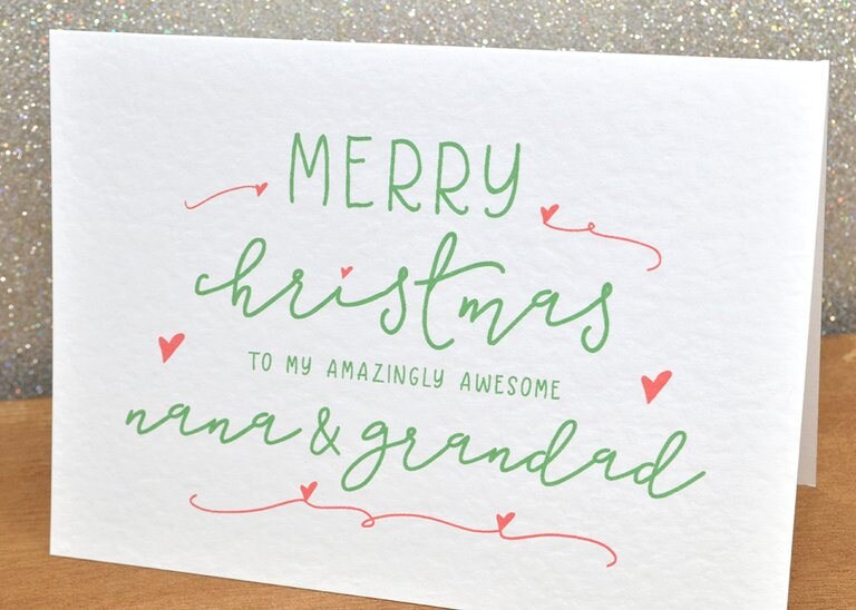 "Merry Christmas To My Amazingly Awesome Nana & Grandad" Fun Festive Grandparents Card