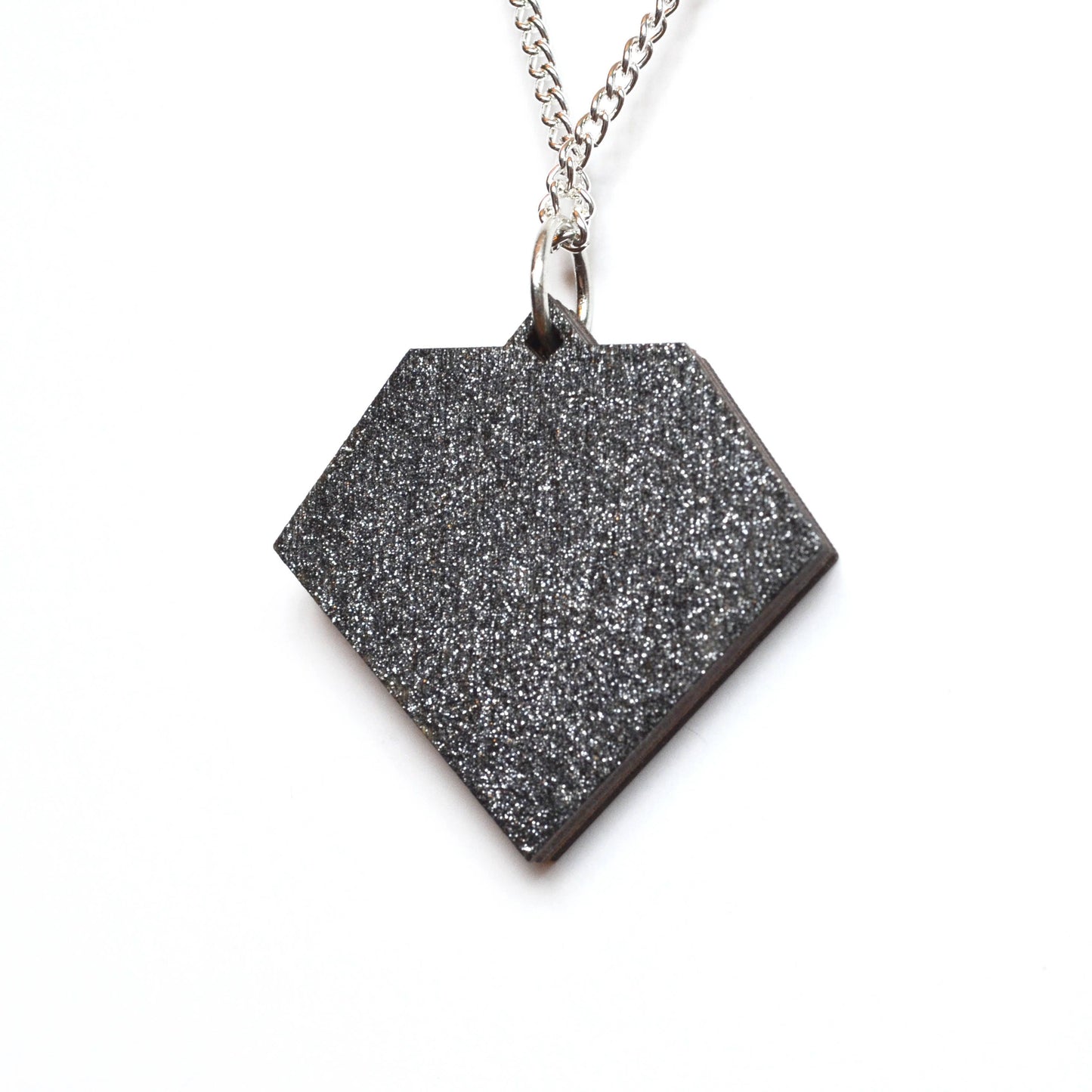 Hand Painted Wooden Art Deco Geometric Diamond Laser Cut Necklace - Small Style Design 3