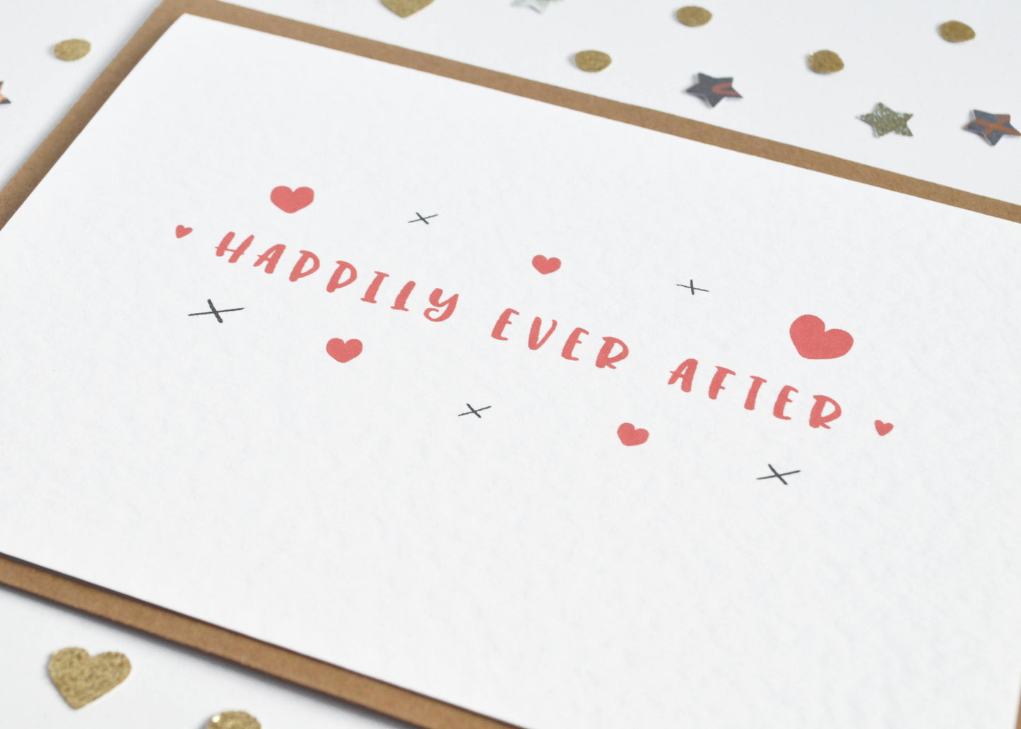 "Happily Ever After" Hearts & Kisses Wedding Card