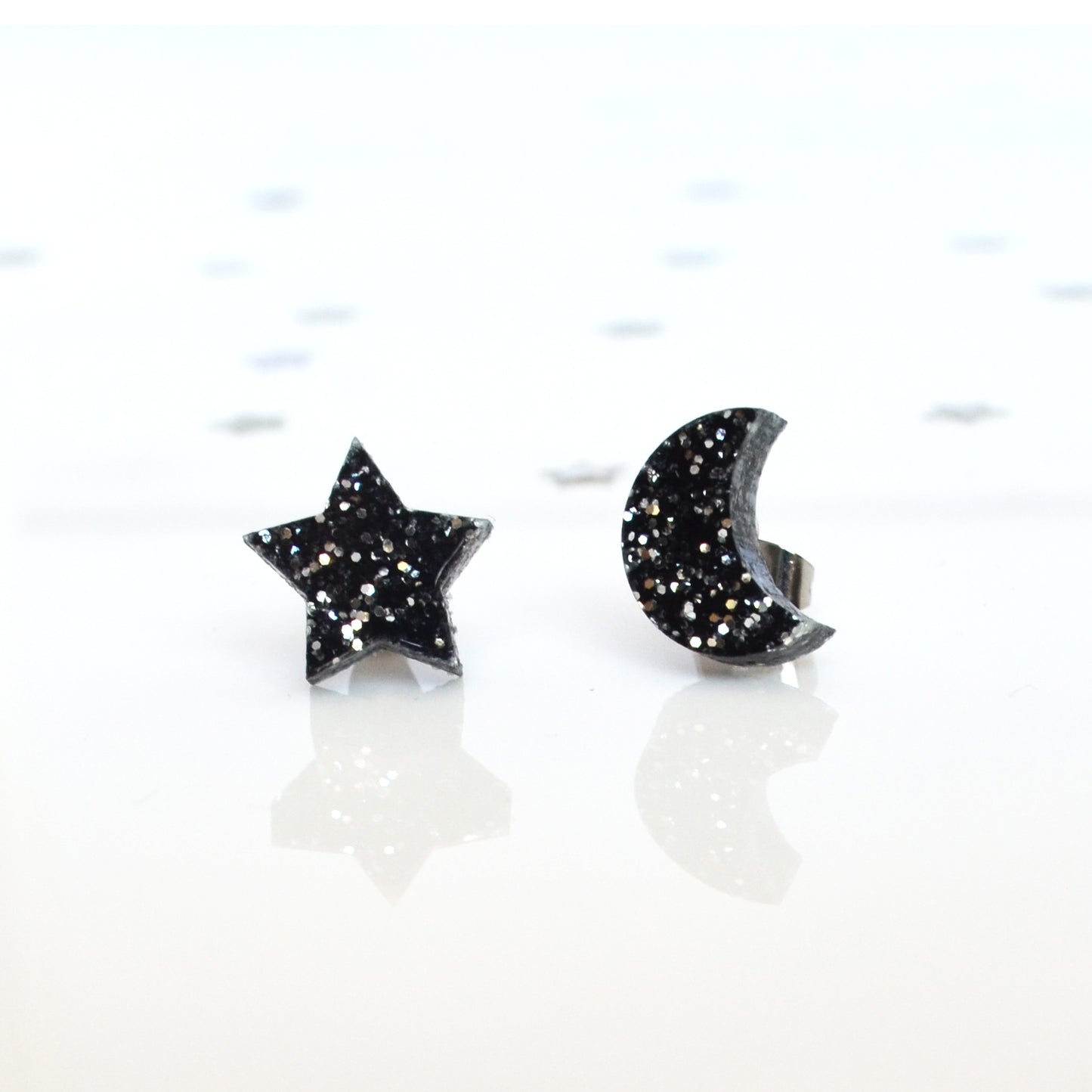 Cosmic Glitter Celestial Star & Moon Earring Studs