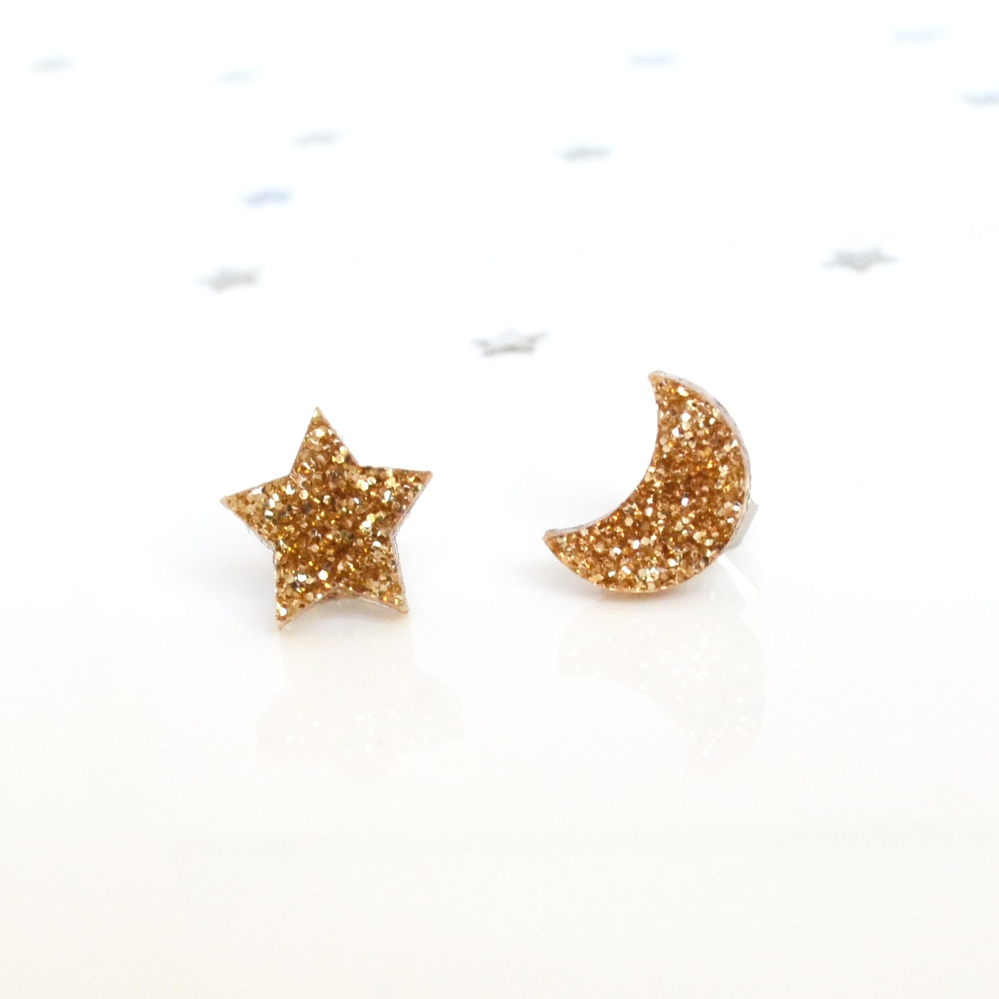 Cosmic Glitter Celestial Star & Moon Earring Studs