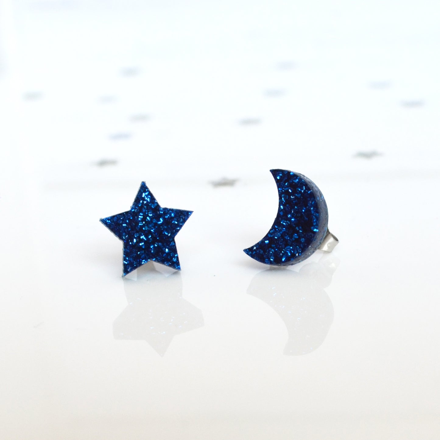 Cosmic Glitter Celestial Star & Moon Earring Studs