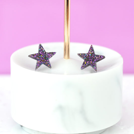 NEW Cosmic Wonky Glitter Celestial Stars Earring Studs