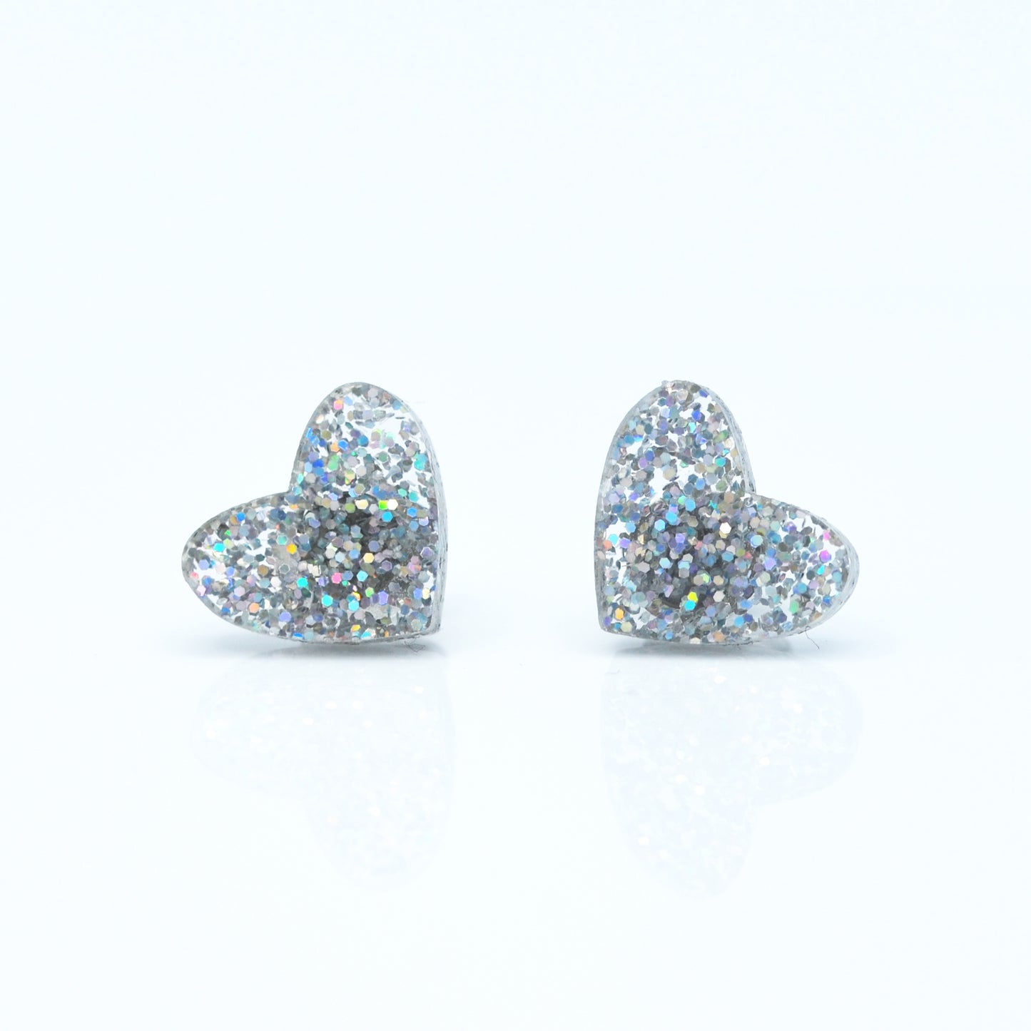 Laser Cut Glitter Acrylic Heart Stud Earrings