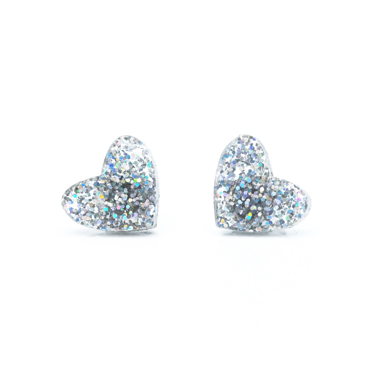 NEW Holographic Glitter Acrylic Heart Stud Earrings