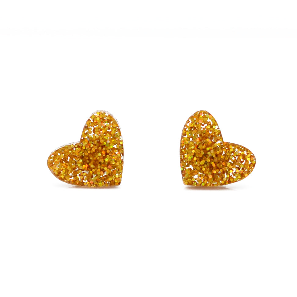 NEW Holographic Glitter Acrylic Heart Stud Earrings