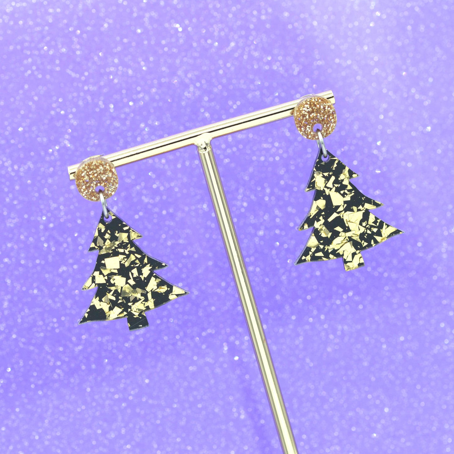 Festive Disco Confetti Acrylic Christmas Tree Dangle Earrings