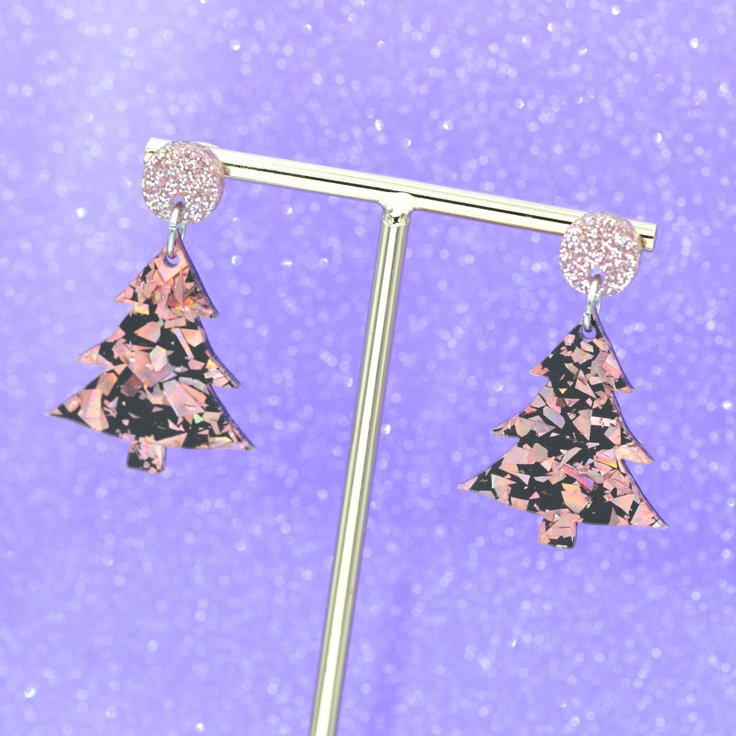 Festive Disco Confetti Acrylic Christmas Tree Dangle Earrings