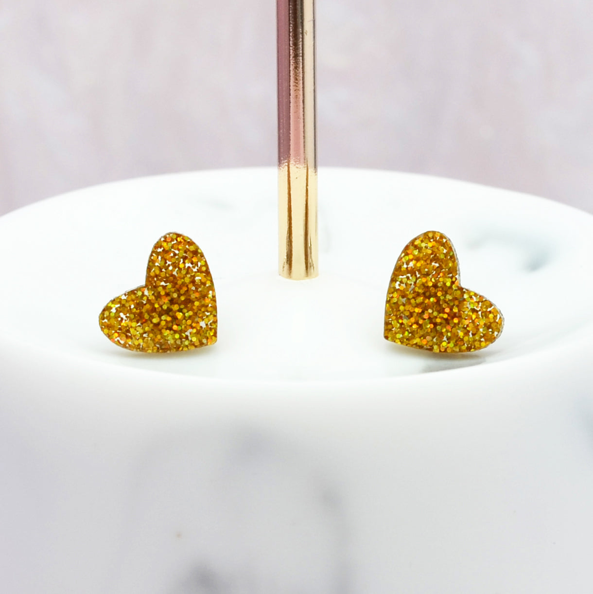 NEW Holographic Glitter Acrylic Heart Stud Earrings