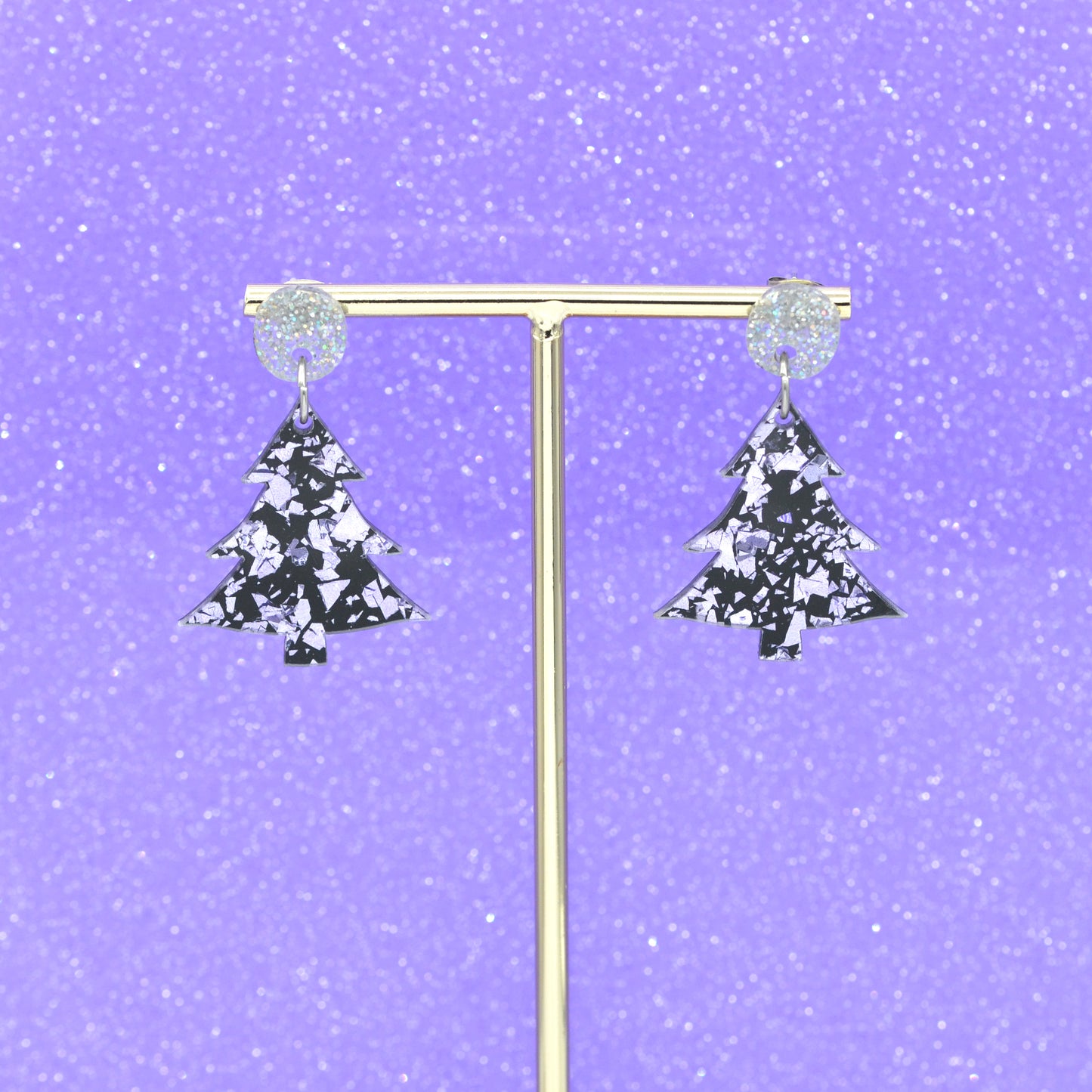 Festive Disco Confetti Acrylic Christmas Tree Dangle Earrings