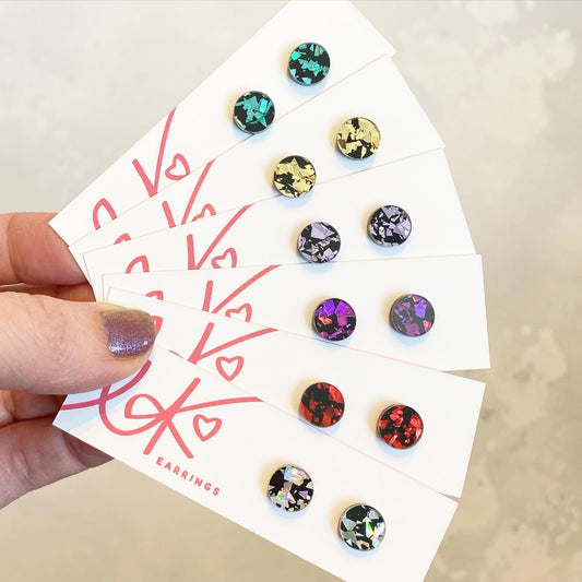 Disco Confetti Round Earring Studs