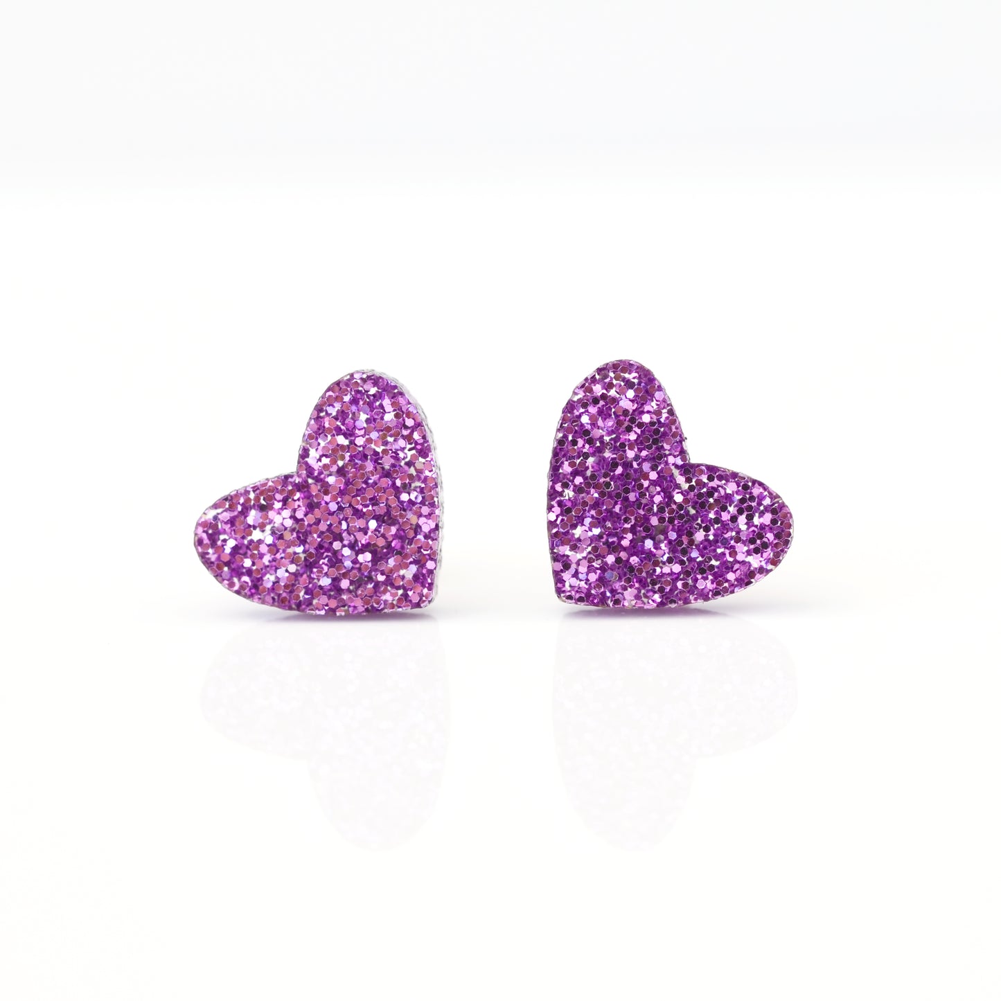 Laser Cut Glitter Acrylic Heart Stud Earrings