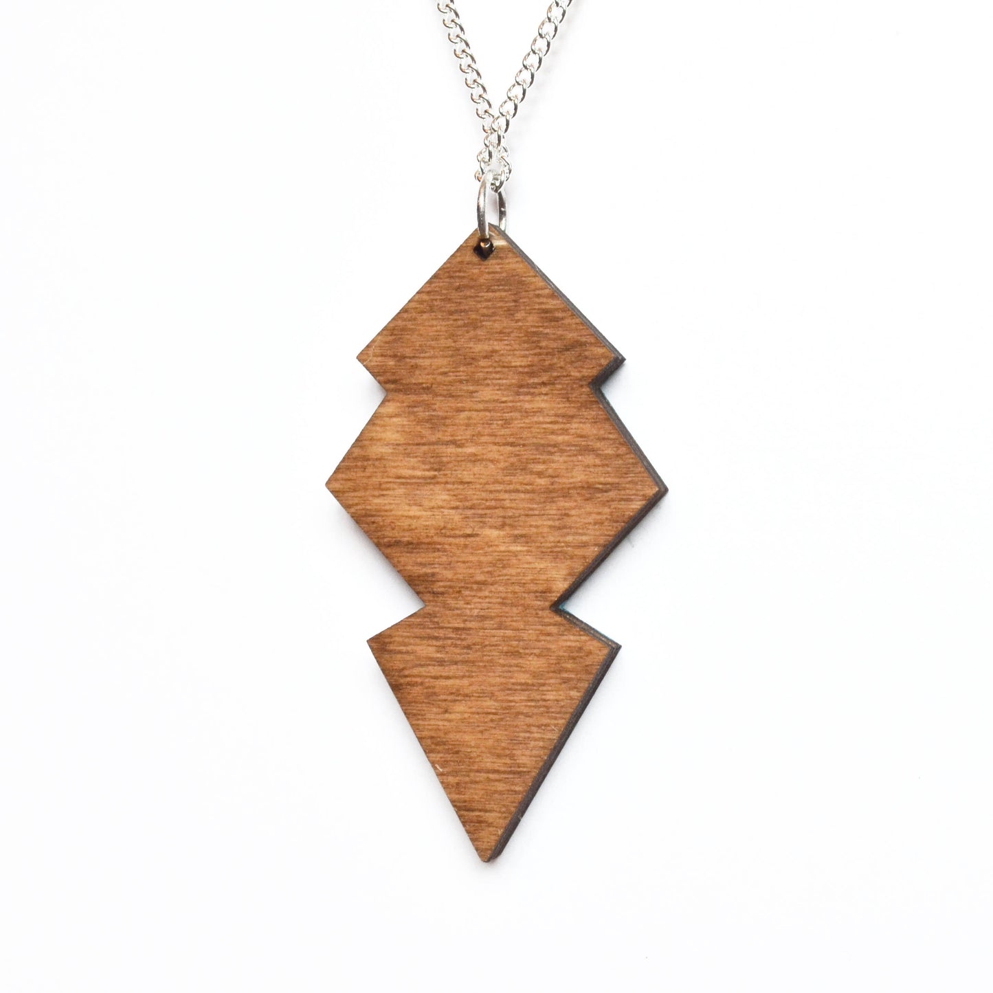 Hand Painted Wooden Art Deco Geometric Laser Cut Necklace - Large Style Design 1