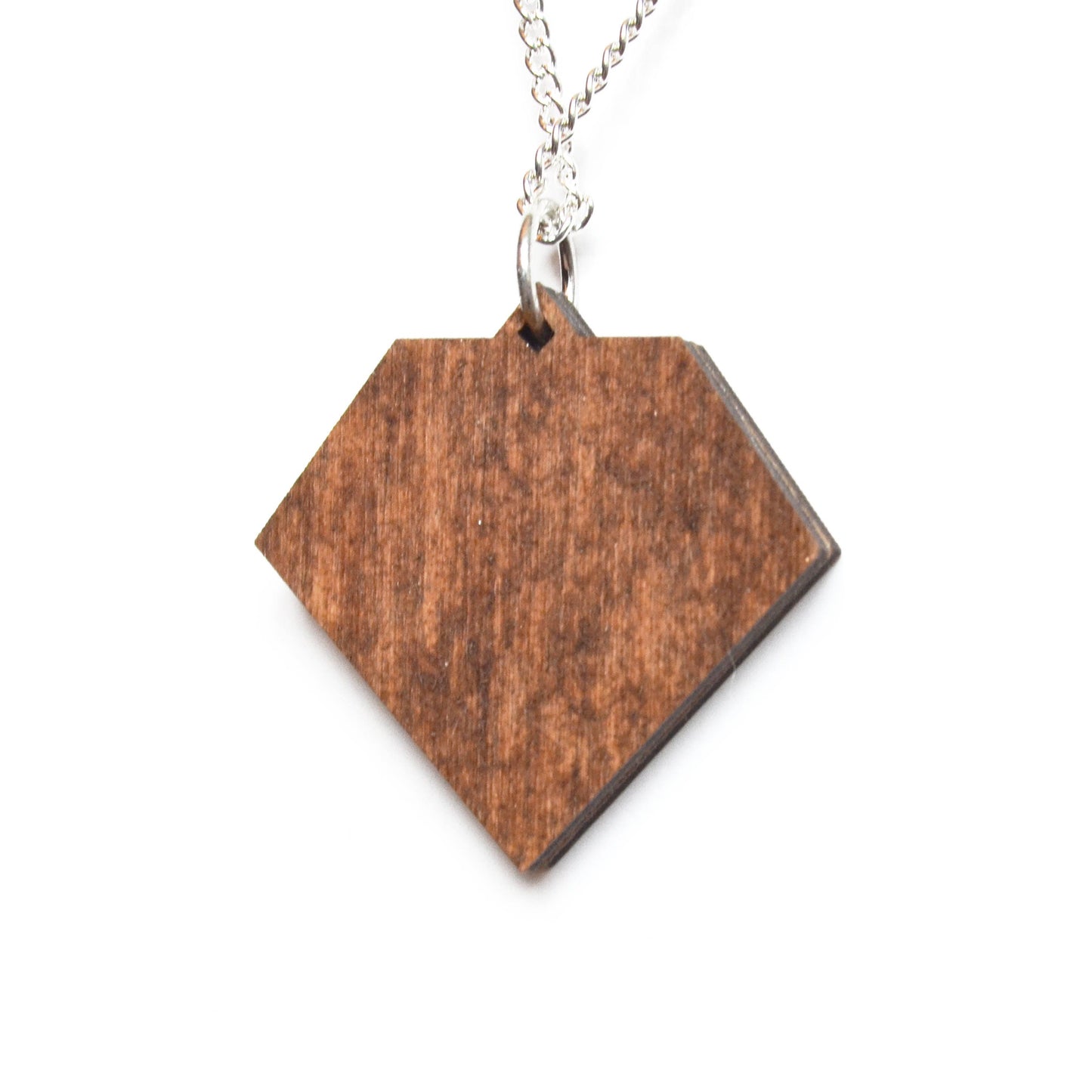 Hand Painted Wooden Art Deco Geometric Laser Cut Necklace - Small Style Design 4
