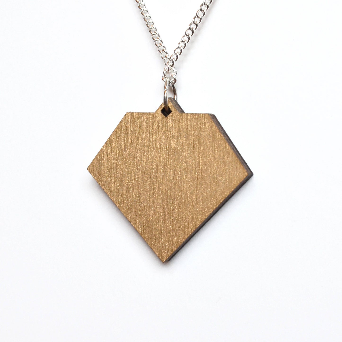 Hand Painted Wooden Art Deco Geometric Diamond Laser Cut Necklace - Medium Style Design 3