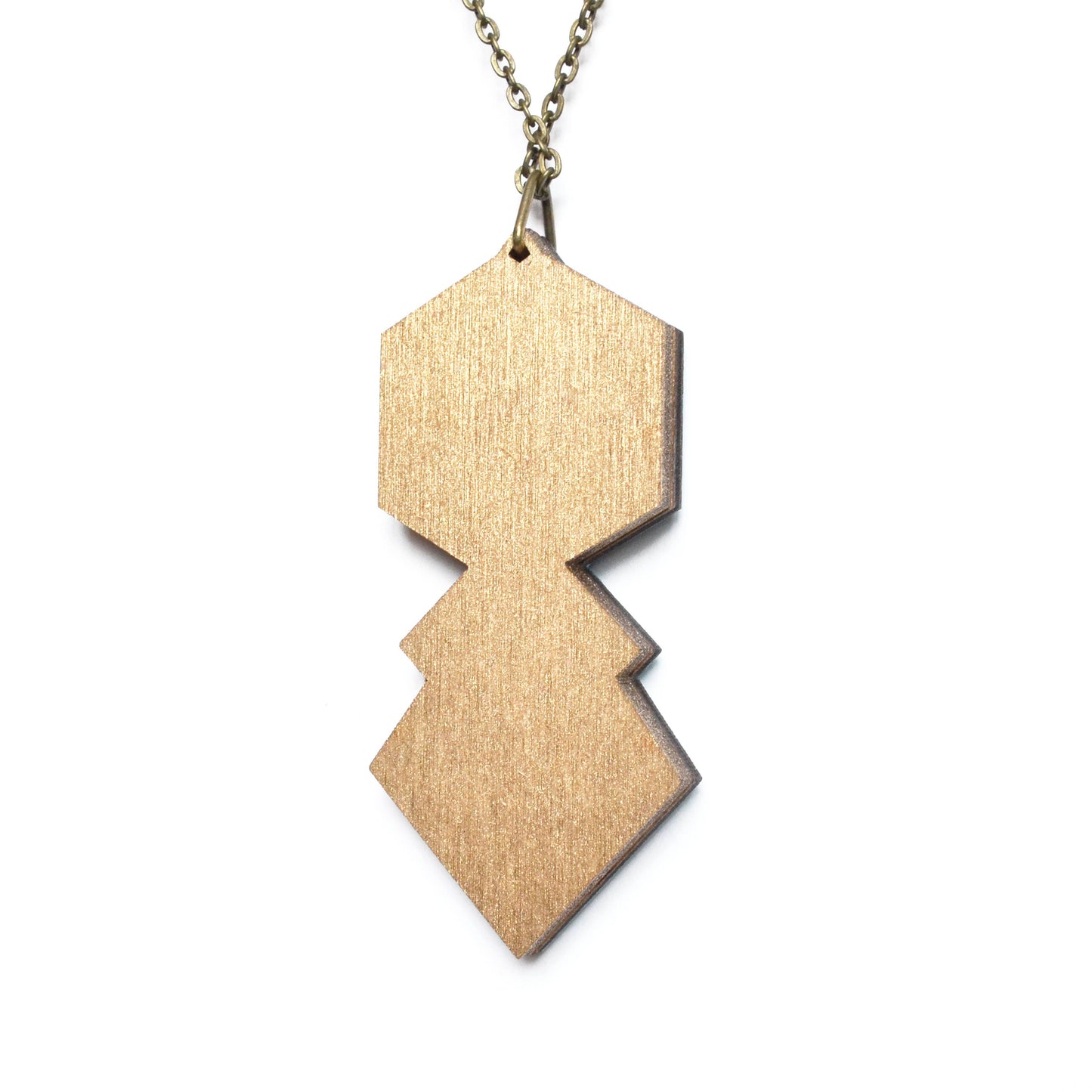 Hand Painted Wooden Art Deco Geometric Laser Cut Necklace - Large Style Design 2