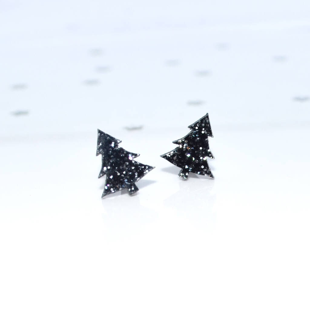 Rainbow Christmas Tree Stud Earrings